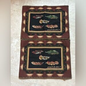 Bob Timberlake Place Mats Feather Tribal Look • Retro Country Decor set of 2